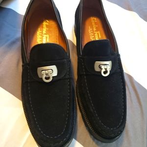 Salvatore Ferragamo Black Suede Loafers